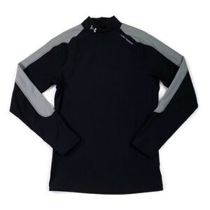 Under Armour Cold Gear Black Gray Mock Neck Long Sleeve Athletic Shirt Mens L